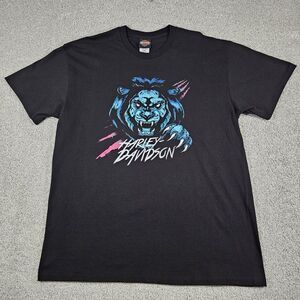 Harley Davidson‎ Lion Graphic Print T-Shirt Adult XL Black Motorcycle Biker